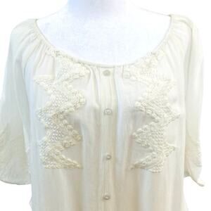 Bishop + Young Ivory Embroidered Crop Top - Size Medium